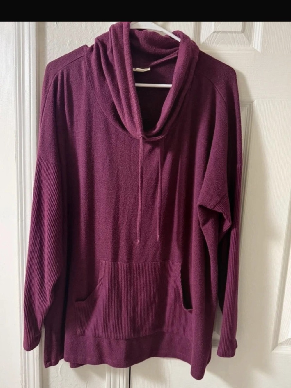 Style & Co. Long-Sleeve Cowl Neck Sweater Tunic in Plum